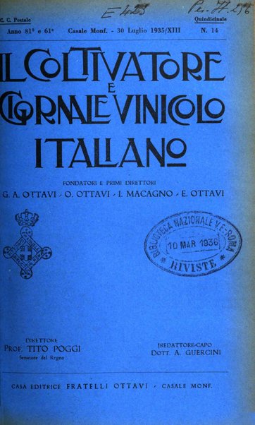 Il coltivatore e giornale vinicolo italiano