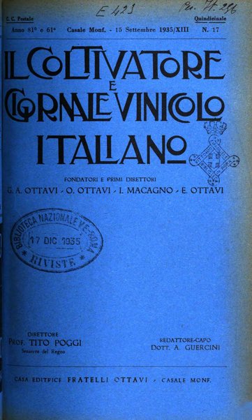 Il coltivatore e giornale vinicolo italiano