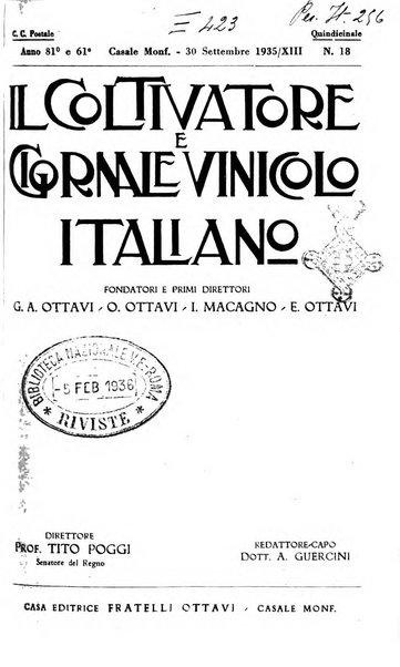 Il coltivatore e giornale vinicolo italiano