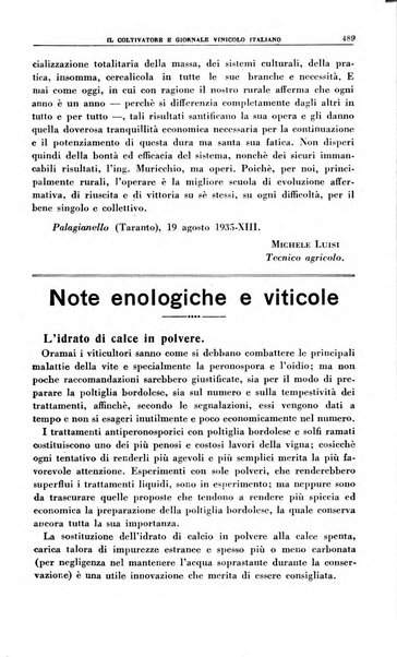 Il coltivatore e giornale vinicolo italiano