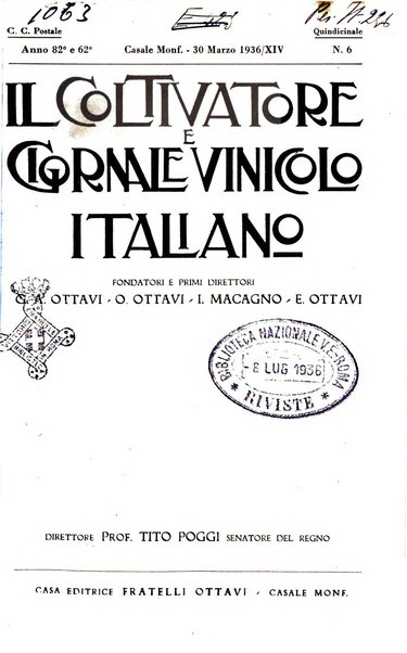 Il coltivatore e giornale vinicolo italiano