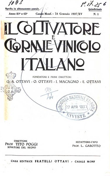 Il coltivatore e giornale vinicolo italiano