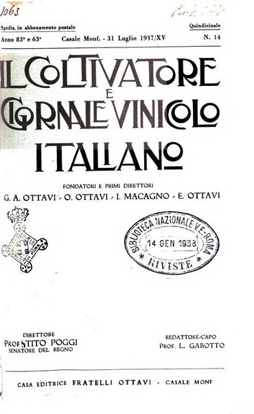 Il coltivatore e giornale vinicolo italiano