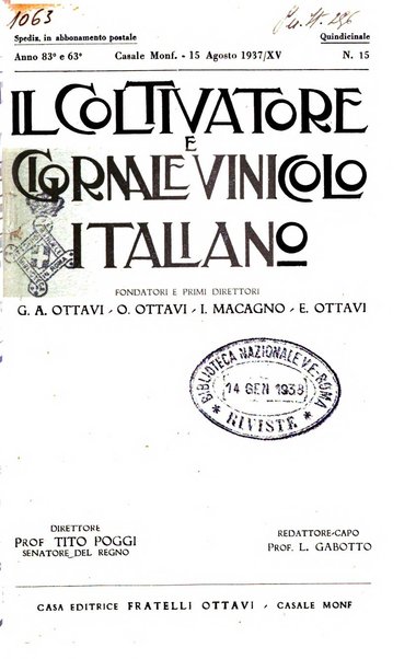 Il coltivatore e giornale vinicolo italiano