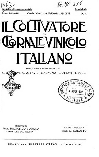 Il coltivatore e giornale vinicolo italiano