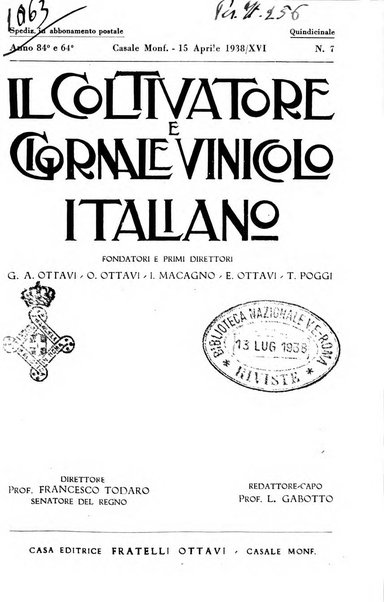 Il coltivatore e giornale vinicolo italiano