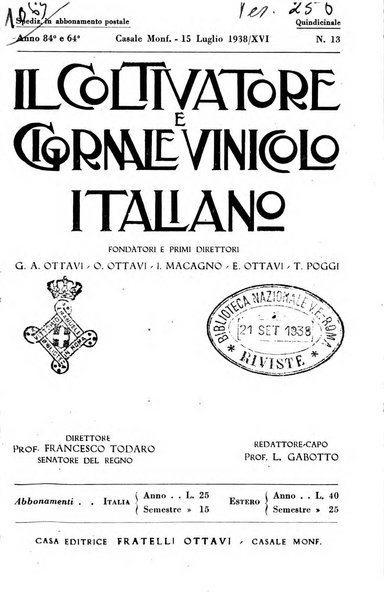 Il coltivatore e giornale vinicolo italiano