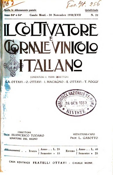 Il coltivatore e giornale vinicolo italiano