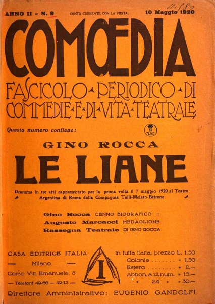 Comoedia fascicolo periodico di commedie e di vita teatrale