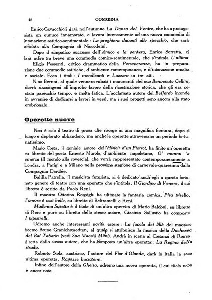 Comoedia fascicolo periodico di commedie e di vita teatrale