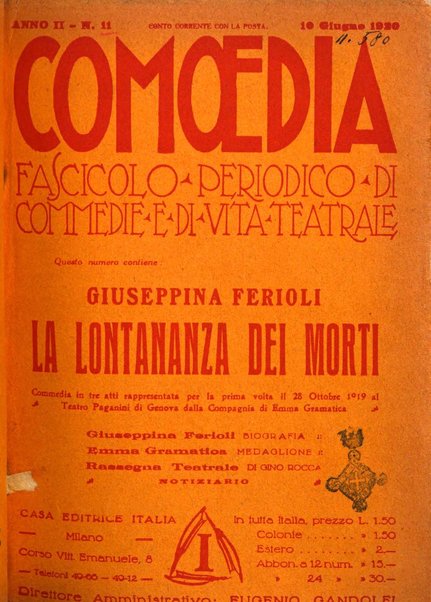 Comoedia fascicolo periodico di commedie e di vita teatrale