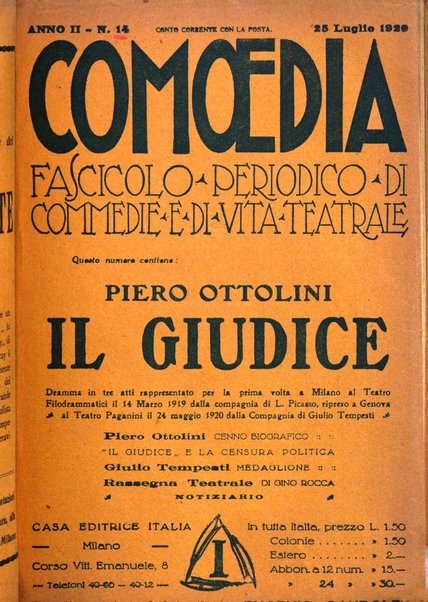 Comoedia fascicolo periodico di commedie e di vita teatrale