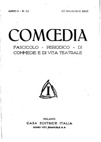 Comoedia fascicolo periodico di commedie e di vita teatrale