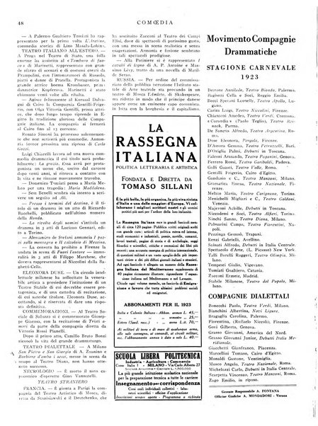 Comoedia fascicolo periodico di commedie e di vita teatrale