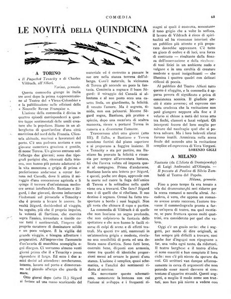 Comoedia fascicolo periodico di commedie e di vita teatrale