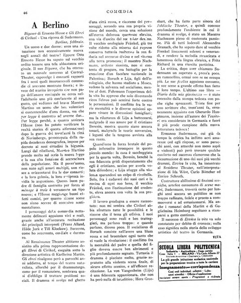 Comoedia fascicolo periodico di commedie e di vita teatrale