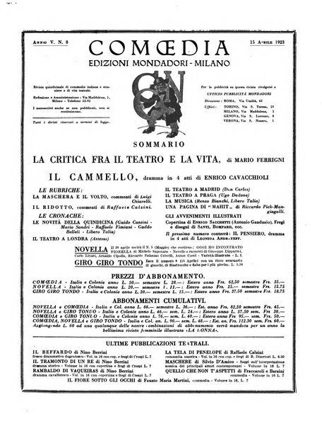 Comoedia fascicolo periodico di commedie e di vita teatrale