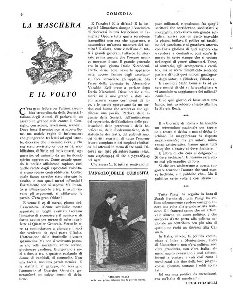 Comoedia fascicolo periodico di commedie e di vita teatrale