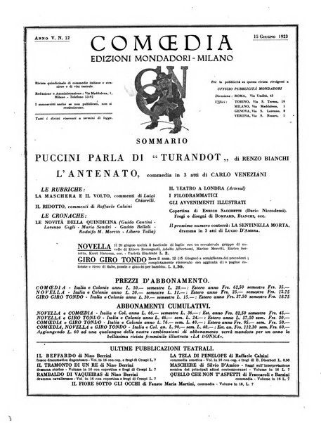 Comoedia fascicolo periodico di commedie e di vita teatrale