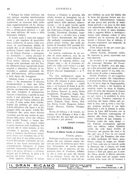 Comoedia fascicolo periodico di commedie e di vita teatrale