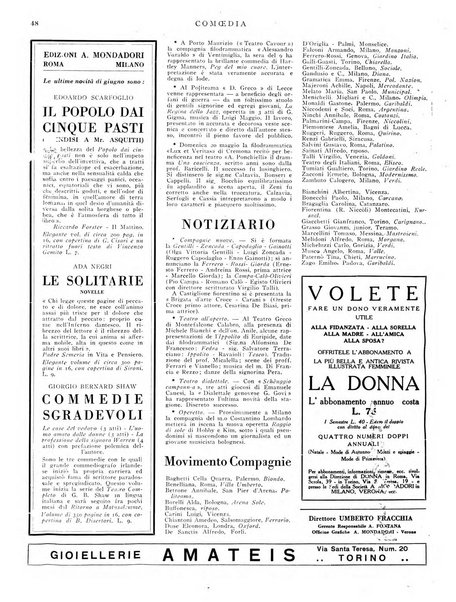 Comoedia fascicolo periodico di commedie e di vita teatrale