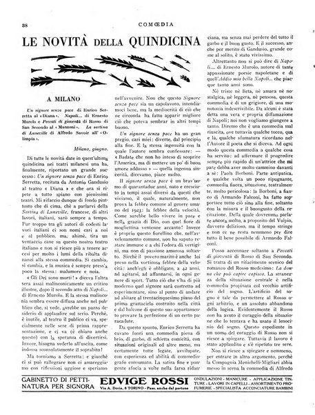 Comoedia fascicolo periodico di commedie e di vita teatrale