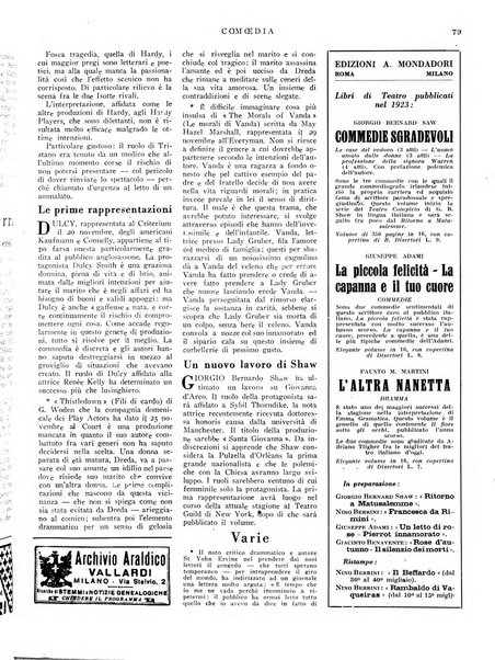 Comoedia fascicolo periodico di commedie e di vita teatrale