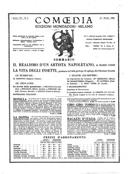 Comoedia fascicolo periodico di commedie e di vita teatrale