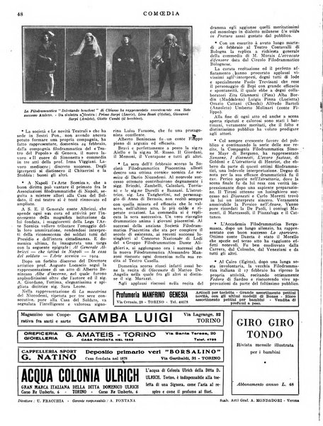 Comoedia fascicolo periodico di commedie e di vita teatrale