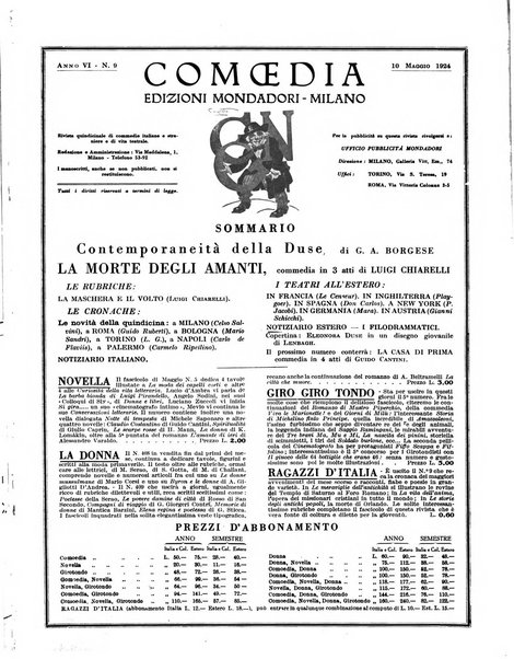 Comoedia fascicolo periodico di commedie e di vita teatrale