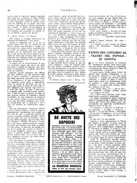 Comoedia fascicolo periodico di commedie e di vita teatrale