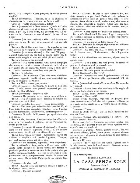 Comoedia fascicolo periodico di commedie e di vita teatrale