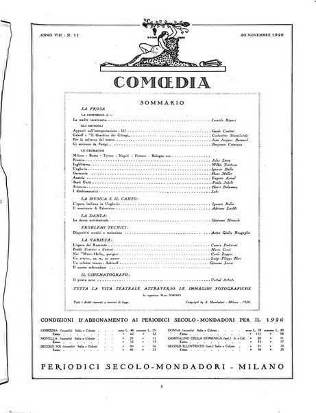 Comoedia fascicolo periodico di commedie e di vita teatrale