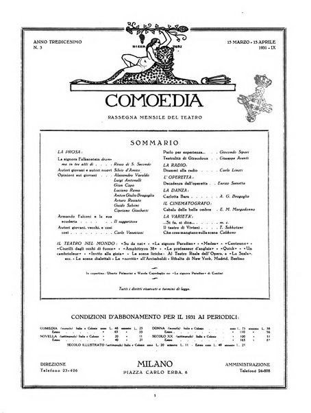 Comoedia fascicolo periodico di commedie e di vita teatrale