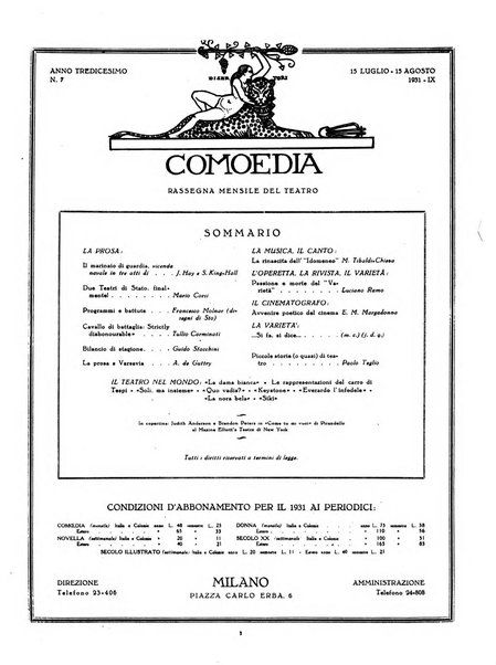 Comoedia fascicolo periodico di commedie e di vita teatrale