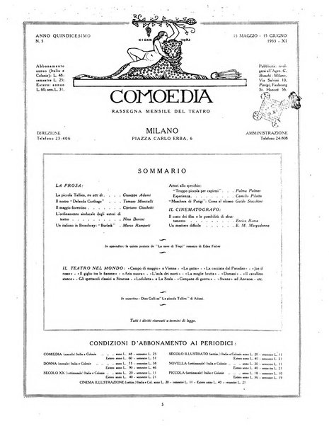 Comoedia fascicolo periodico di commedie e di vita teatrale