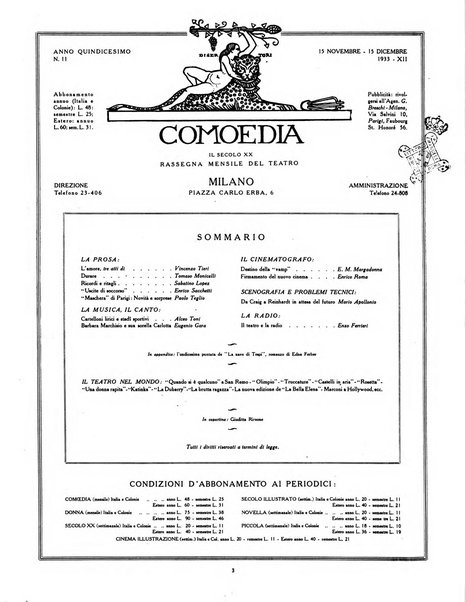 Comoedia fascicolo periodico di commedie e di vita teatrale