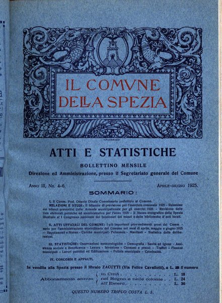 Il Comune della Spezia atti e statistiche