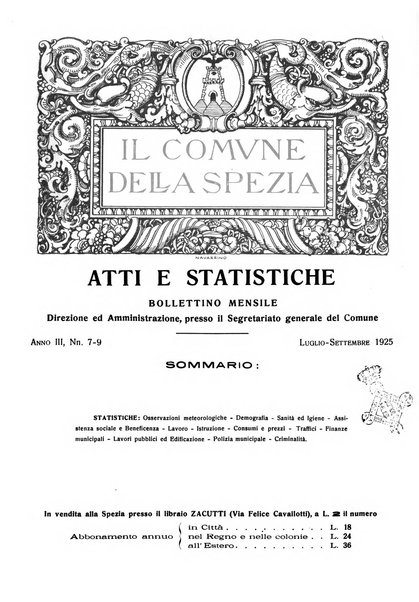 Il Comune della Spezia atti e statistiche