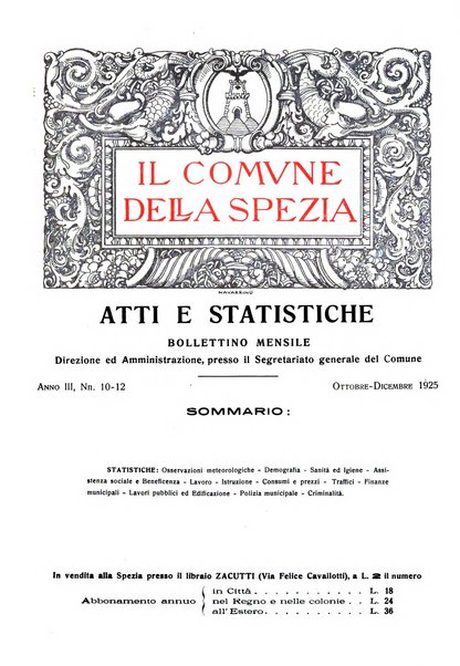 Il Comune della Spezia atti e statistiche