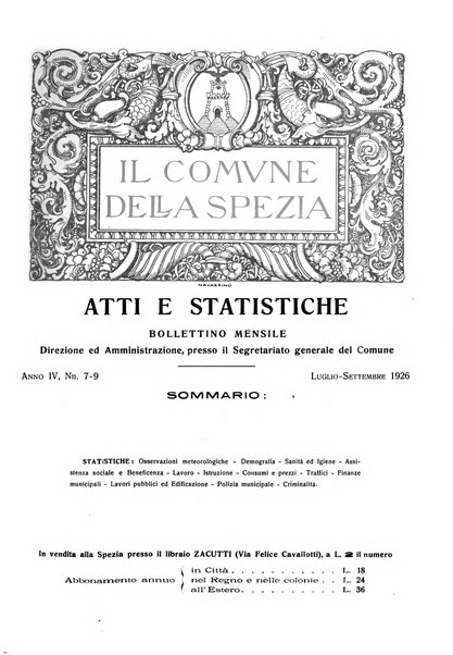 Il Comune della Spezia atti e statistiche