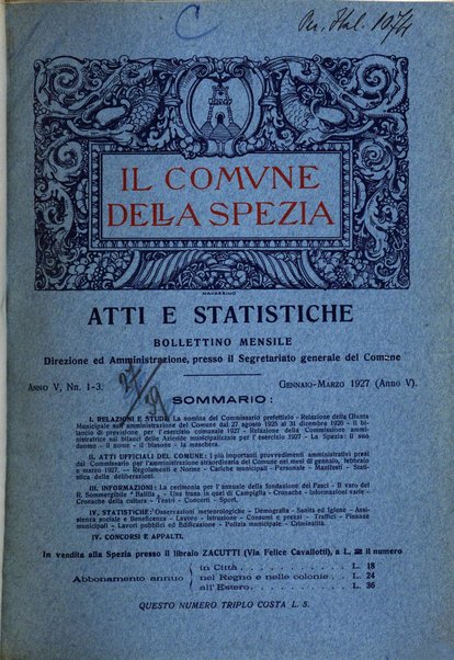 Il Comune della Spezia atti e statistiche