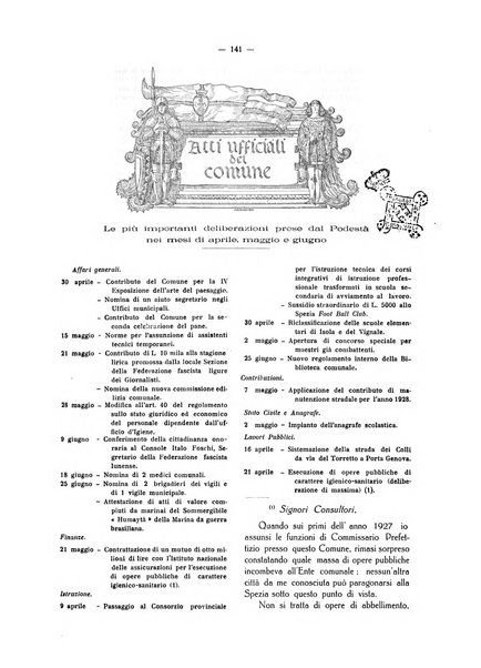 Il Comune della Spezia atti e statistiche