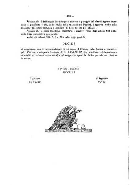 Il Comune della Spezia atti e statistiche