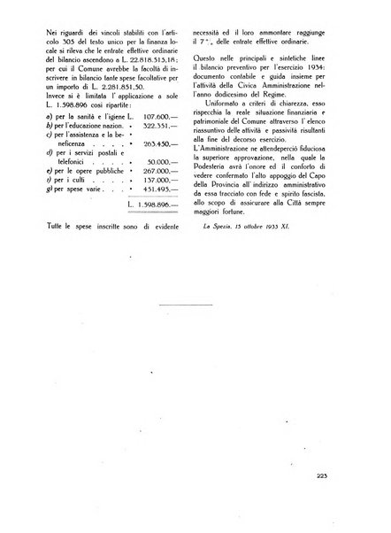 Il Comune della Spezia atti e statistiche