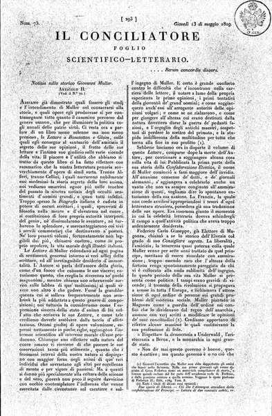 Il conciliatore : foglio scientifico-letterario