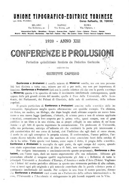 Conferenze e prolusioni