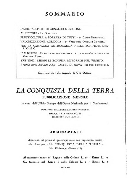 La conquista della terra rassegna dell'Opera nazionale per i combattenti