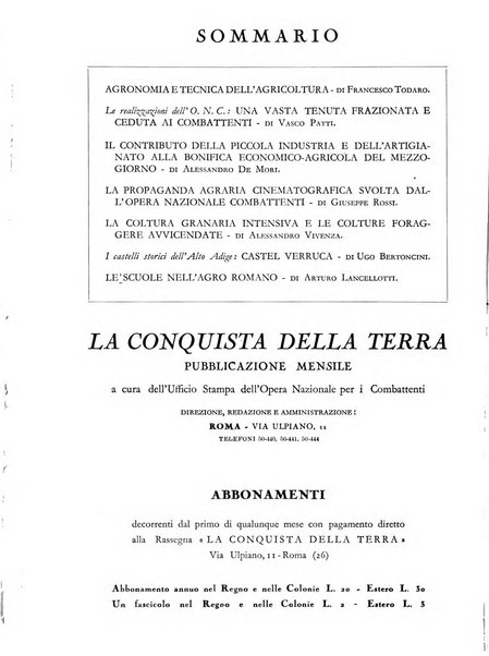 La conquista della terra rassegna dell'Opera nazionale per i combattenti