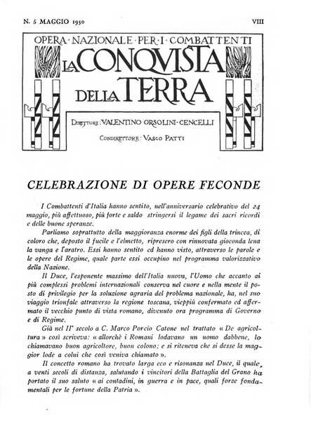 La conquista della terra rassegna dell'Opera nazionale per i combattenti